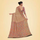 Taupe and Multi Color Women's Premium Silk Chiffon Eyecatchers School Teacher Uniform Saree Taupe and Multi Color Women's Premium Silk Chiffon Eyecatchers School Teacher Uniform Saree
