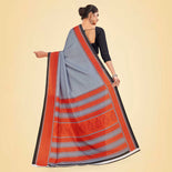 Sky Blue and Royal Blue Women's Premium Manipuri Cotton Plain Gaala Border School Teacher Uniform Saree Sky Blue and Royal Blue Women's Premium Manipuri Cotton Plain Gaala Border School Teacher Uniform Saree