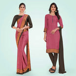 Mehandi and Botlle Green Women's Premium Italian Silk Plain Gaala Border Industrial Uniform Saree Salwar Combo Mehandi and Botlle Green Women's Premium Italian Silk Plain Gaala Border Industrial Uniform Saree Salwar Combo