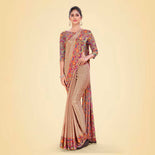 Taupe and Multi Color Women's Premium Silk Chiffon Eyecatchers School Teacher Uniform Saree Taupe and Multi Color Women's Premium Silk Chiffon Eyecatchers School Teacher Uniform Saree
