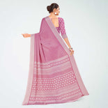 Sky Blue Women's Premium Silk Chiffon Small Butty Institution Uniform Saree Sky Blue Women's Premium Silk Chiffon Small Butty Institution Uniform Saree