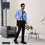 Blue Men's Corporate Uniforms Shirt And Navy Blue Trousers Unstitched Fabric Set for Narayana E-School
