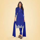 African Violet Women's Premium Mulberry Silk Plain Gaala Border School Teacher Uniform Salwar Kameez