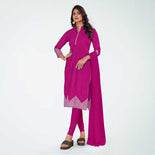 Black Women's Premium Mulberry Silk Plain Gaala Border Anganwadi Workers Uniform Salwar Kameez