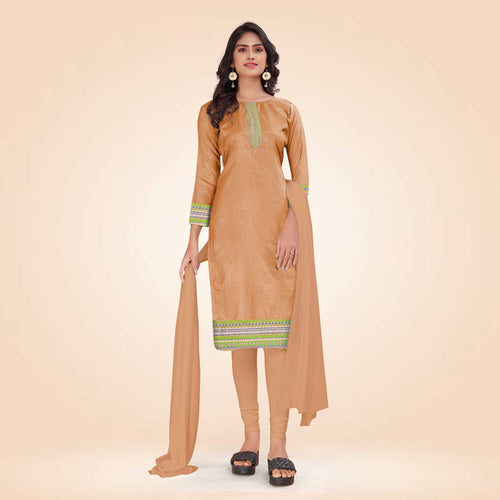 Pistachio Women's Premium Mulberry Silk Plain Gaala Border Teachers Uniform Salwar Kameez