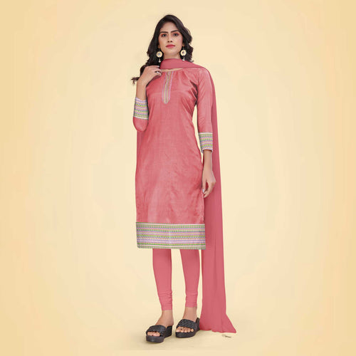 Yellow Women's Premium Mulberry Silk Plain Gaala Border Hospital Uniform Salwar Kameez
