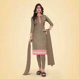 Grey Women's Premium Mulberry Silk Plain Gaala Border Factory Uniform Salwar Kameez