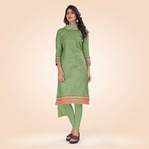 Grey Women's Premium Mulberry Silk Plain Gaala Border Factory Uniform Salwar Kameez