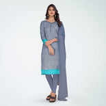 Grey and Turquoise Women's Premium Mulberry Silk Small Butty Hospital Uniform Salwar Kameez