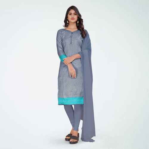 Pink and Grey Women's Premium Mulberry Silk Small Butty Showroom Staff Uniform Salwar Kameez