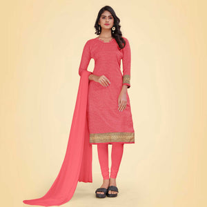 Baby Pink Women's Premium Mulberry Silk Small Butty Hotel Uniform Salwar Kameez