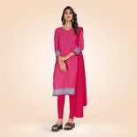 Light violet and Pink Women's Premium Mulberry Silk Small Butty Teachers Uniform Salwar Kameez
