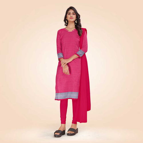 Light violet and Pink Women's Premium Mulberry Silk Small Butty Teachers Uniform Salwar Kameez