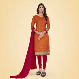 Orange and Pink Women's Premium Mulberry Silk Small Butty Hospital Uniform Salwar Kameez