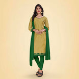 Grey and Navy Blue Women's Premium Silk Chiffon Plain Gaala Border Jewellery Showroom Uniform Salwar Kameez