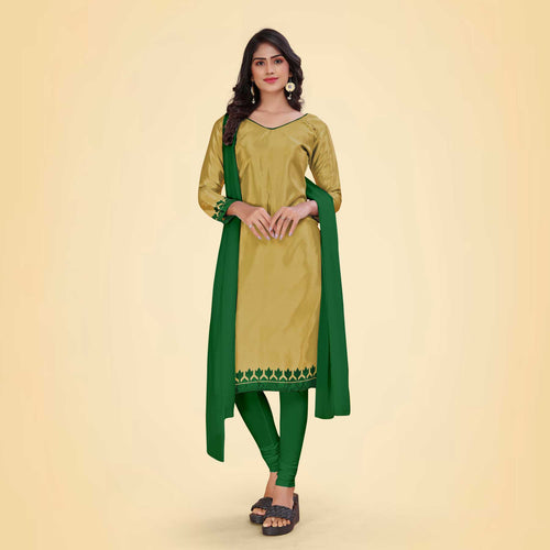 Grey and Navy Blue Women's Premium Silk Chiffon Plain Gaala Border Jewellery Showroom Uniform Salwar Kameez