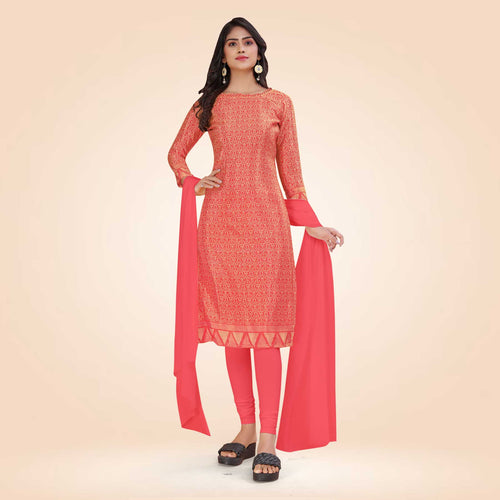 Sea Green Women's Premium Silk Chiffon Ikat Print Resort Uniform Salwar Kameez