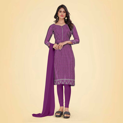 Yellow Women's Premium Silk Chiffon Ikat Print School Uniform Salwar Kameez