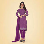 Maroon Women's Premium Silk Chiffon Ikat Print Security Uniform Salwar Kameez