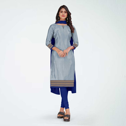 Beige and Yellow Women's Premium Silk Chiffon Small Butty Annual Function Uniform Salwar Kameez