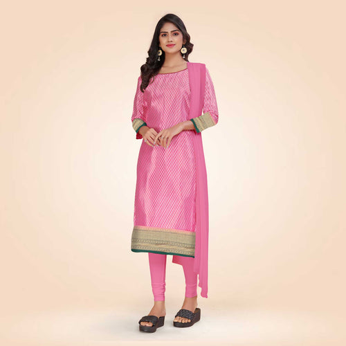Grey and Navy Blue Women's Premium Silk Chiffon Small Butty Institution Uniform Salwar Kameez