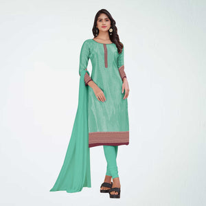 Aqua Green and Crimson Pink Women's Premium Silk Chiffon Small Butty College Uniform Salwar Kameez