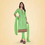 Baby Pink and Bottle Green Women's Premium Silk Chiffon Small Butty Office Uniform Salwar Kameez