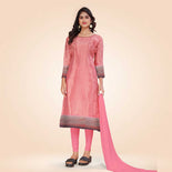 Aqua Green and Crimson Pink Women's Premium Silk Chiffon Small Butty College Uniform Salwar Kameez