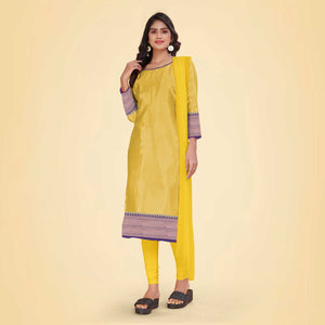 Yelow and Violet Women's Premium Silk Chiffon Small Butty Industrial Uniform Salwar Kameez