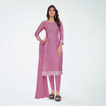 Onion Pink Women's Premium Silk Chiffon Small Butty Office Uniform Salwar Kameez