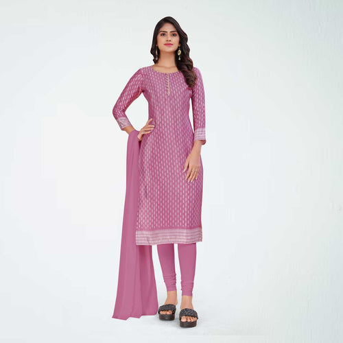 Lavender Pink Women's Premium Silk Chiffon Small Butty Oberoi Hotel Uniform Salwar Kameez