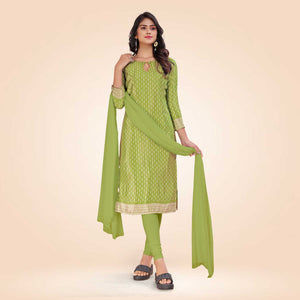 Pistachio Women's Premium Silk Chiffon Small Butty Functional Uniform Salwar Kameez