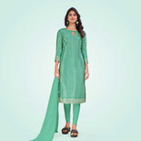 Sky Blue Women's Premium Silk Chiffon Small Butty Institution Uniform Salwar Kameez