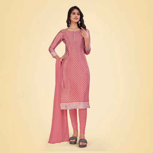 Onion Pink Women's Premium Silk Chiffon Small Butty Office Uniform Salwar Kameez