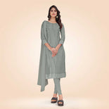 Grey Women's Premium Silk Chiffon Small Butty School Uniform Salwar Kameez