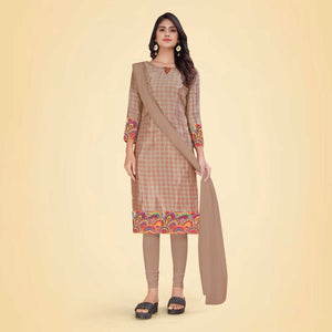 Pastel Brown and Multi Color Women's Premium Silk Chiffon Eyecatchers Industrial Workers Uniform Salwar Kameez