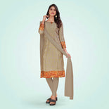 Taupe and Multi Color Women's Premium Silk Chiffon Eyecatchers School Teacher Uniform Salwar Kameez