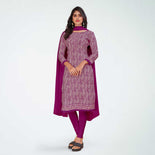 Turquoise Women's Premium Italian Silk Ikat Print Factory Workers Uniform Salwar Kameez