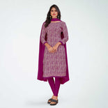 Navy Blue Women's Premium Italian Silk Ikat Print Jewellery Showroom Uniform Salwar Kameez