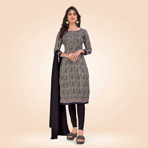 Black Women's Premium Italian Silk Ikat Print Front Office Uniform Salwar Kameez