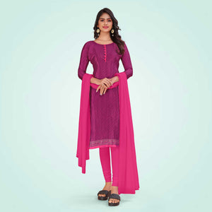 Wine and Rani Pink Women's Premium Italian Silk Small Butty Women's Uniform Salwar Kameez