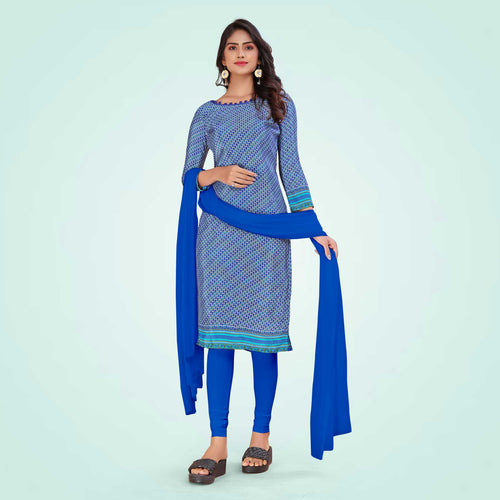 Turquoise and Green Women's Premium Italian Silk Small Butty PTM Uniform Salwar Kameez