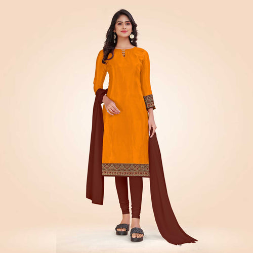 Magenta pink and Leaf Green Women's Premium Italian Silk Plain Gaala Border Front Office Uniform Salwar Kameez