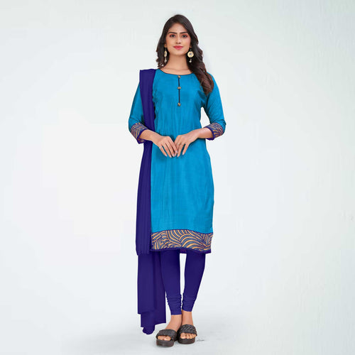 Yellow and Maroon Women's Premium Italian Silk Plain Gaala Border College Uniform Salwar Kameez