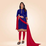 Yellow and Maroon Women's Premium Italian Silk Plain Gaala Border College Uniform Salwar Kameez