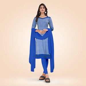 Royal Blue Women's Premium Italian Silk Small Butty Housekeeping Uniform Salwar Kameez