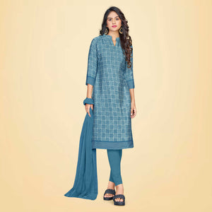 Gray Women's Premium Silk Chiffon College Uniform Salwar Kameez Unstitched Dress Materials Set