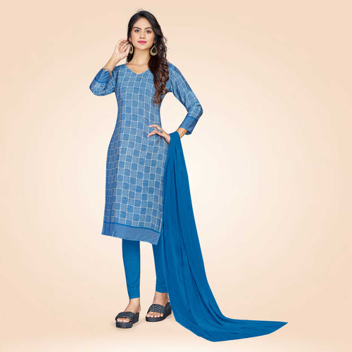 Gray Women's Premium Silk Chiffon College Uniform Salwar Kameez Unstitched Dress Materials Set