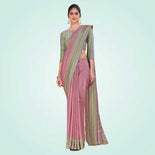 Brownish Grey Women's Premium Mulberry Silk Plain Gaala Border PTM Uniform Saree