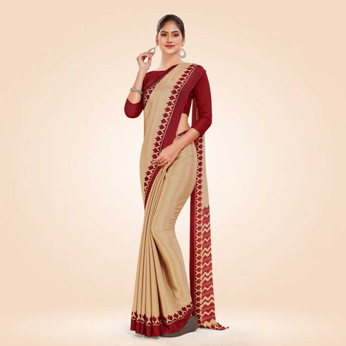 Grey and Navy Blue Women's Premium Silk Chiffon Plain Gaala Border Jewellery Showroom Uniform Saree